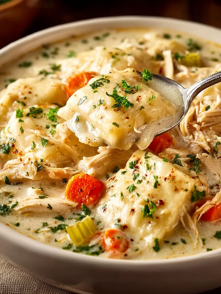 A spoon is in a bowl of soup.