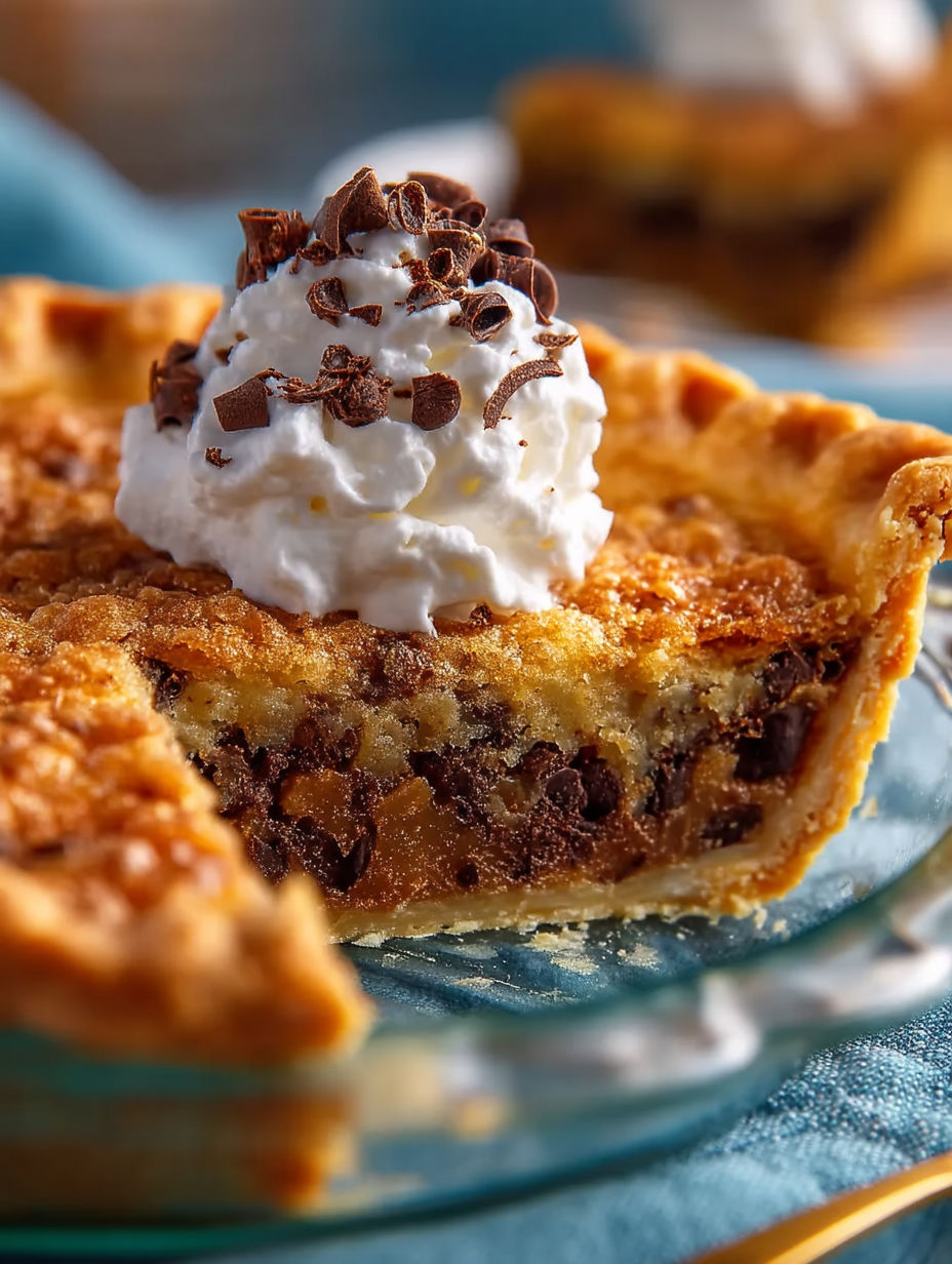 A slice of Kentucky Derby pie with whipped cream on top.
