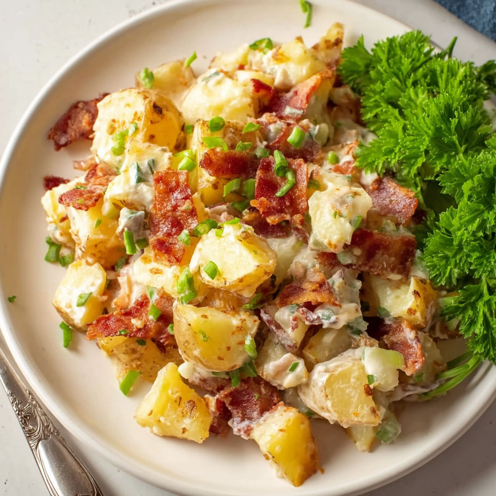 A plate of Mississippi Mud Potatoes.