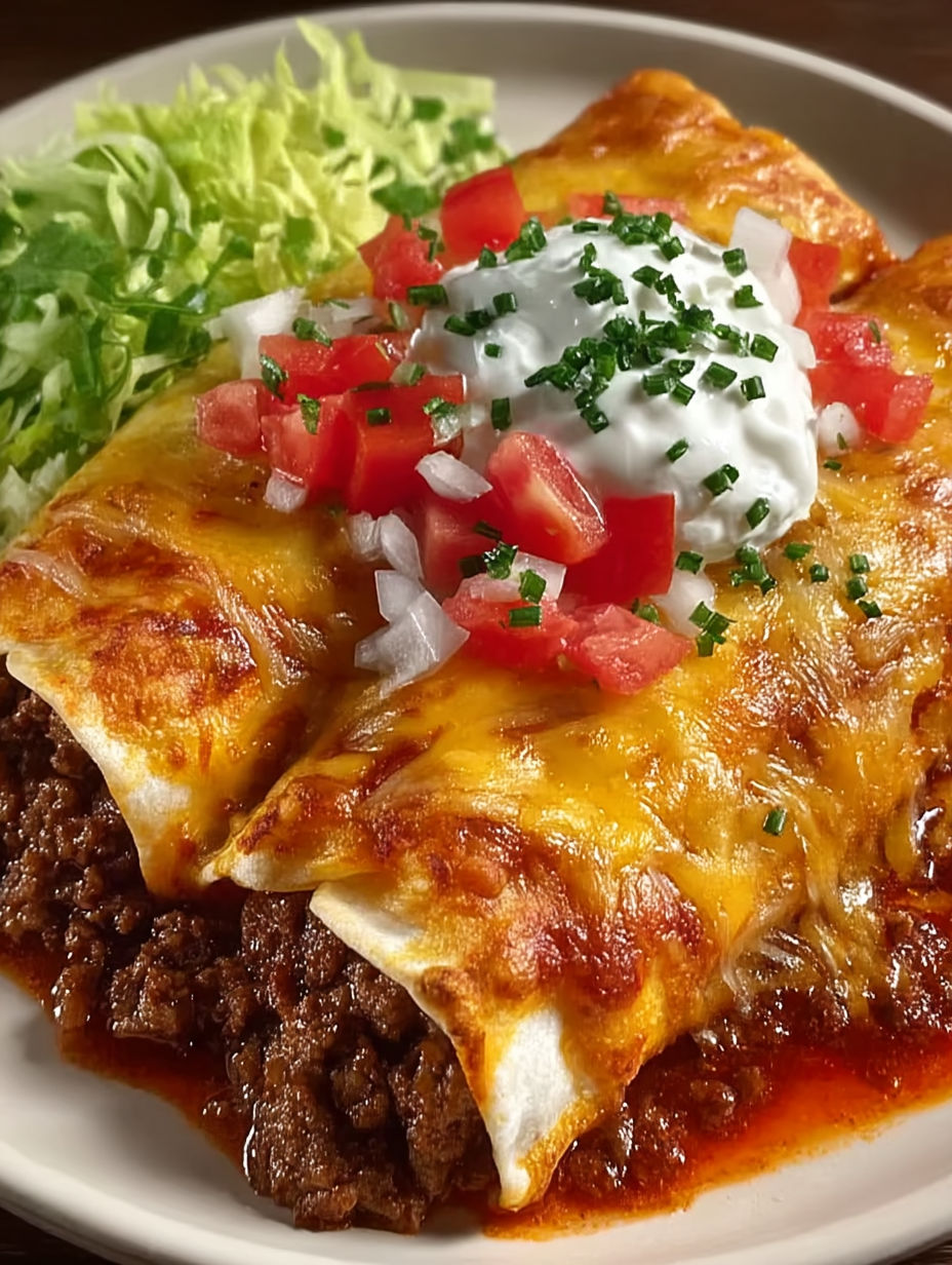 A plate of ground beef potato enchiladas.