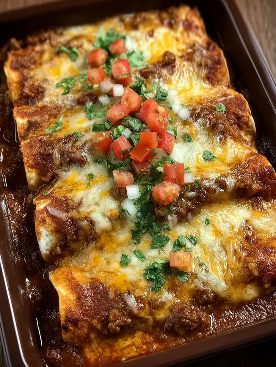 A plate of ground beef potato enchiladas.