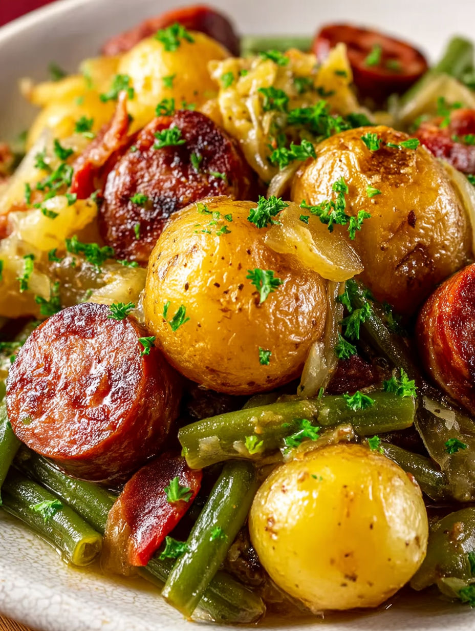 A close up of a crock pot swamp potatoes.