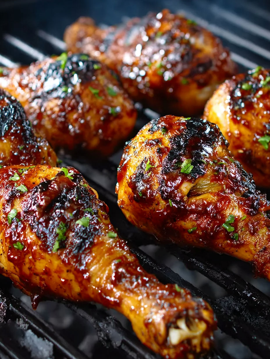 Grilled chicken legs with sauce.