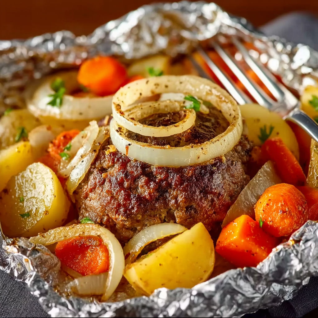 A hamburger with onions and carrots.
