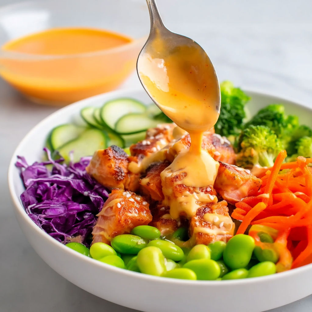 A bowl of food with a spoon in it.