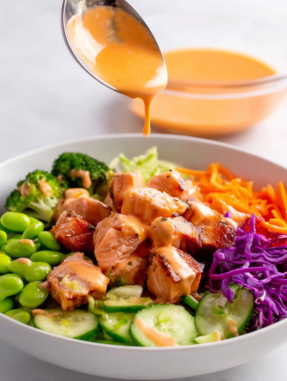 A bowl of food with a spoon in it.