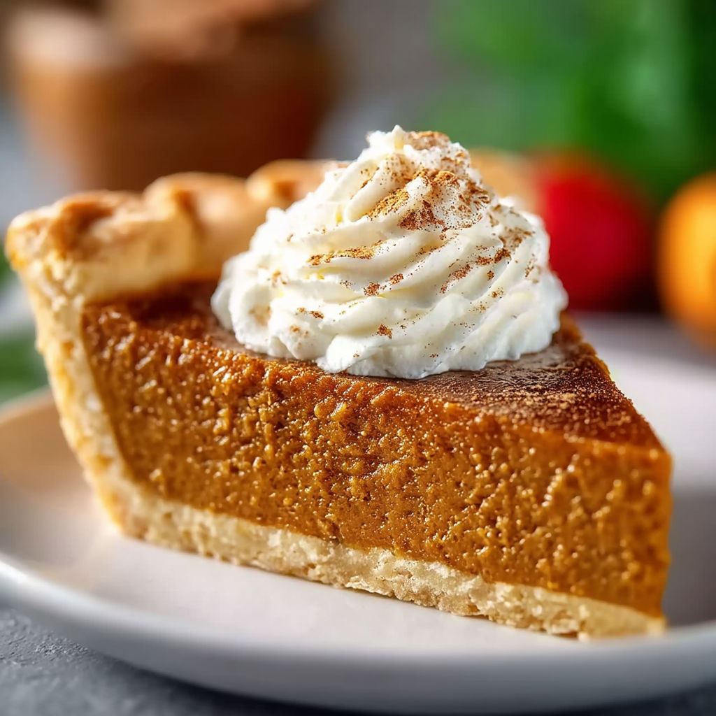 A slice of apple butter pie with whipped cream on top.