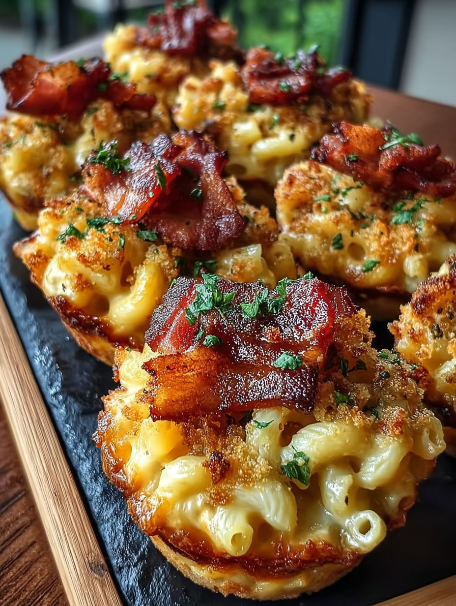 A plate of smoked mac and cheese bacon.