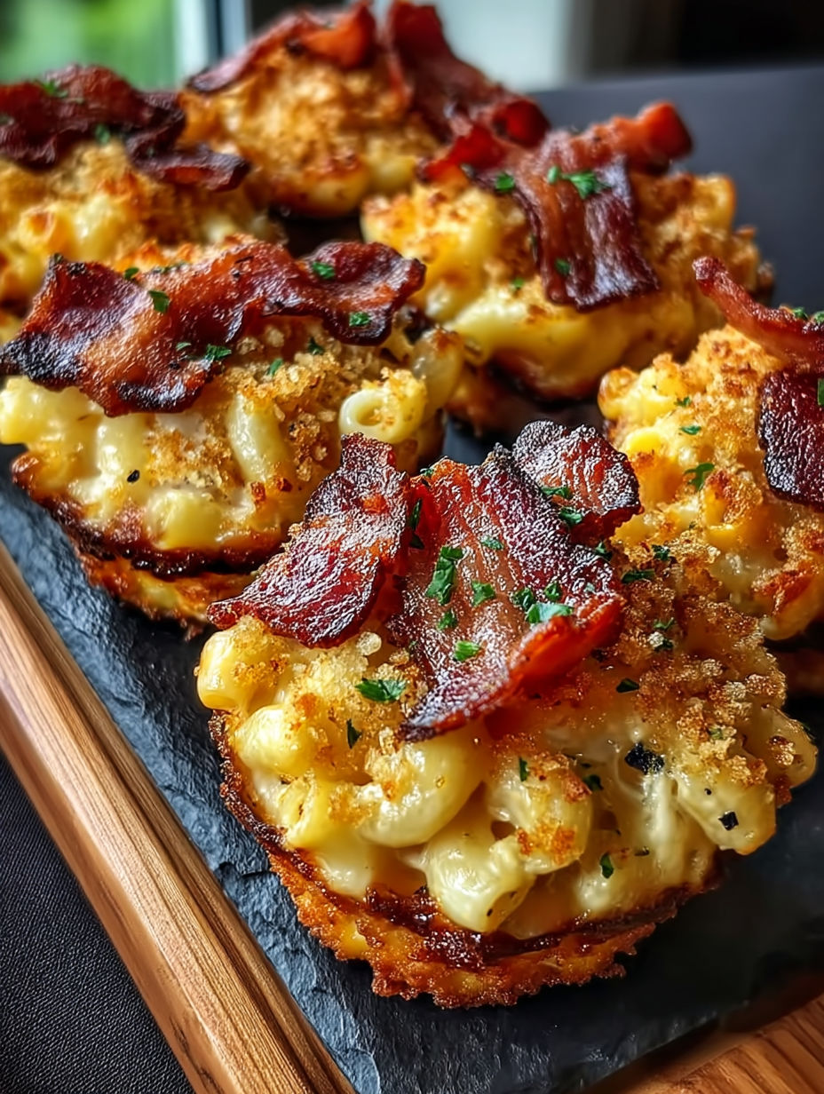 A plate of smoked mac and cheese bacon.