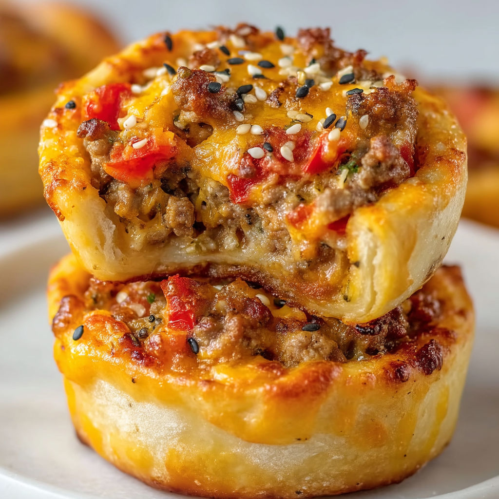 Two cheeseburger pinwheel pizza bites on a plate.