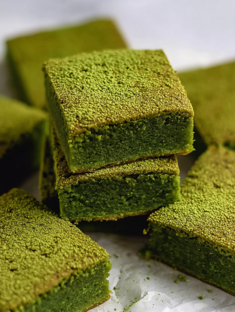 A stack of green brownies.