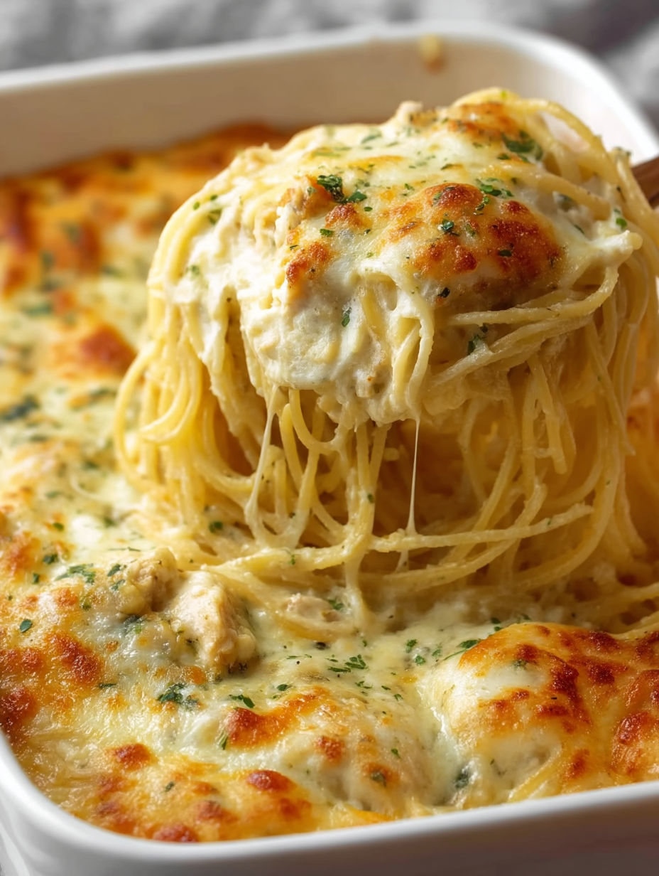 A bowl of white cheddar chicken pasta.