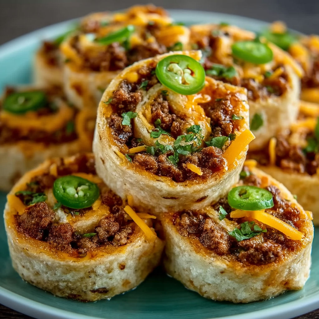 Cuban sausage pinwheels on a plate.