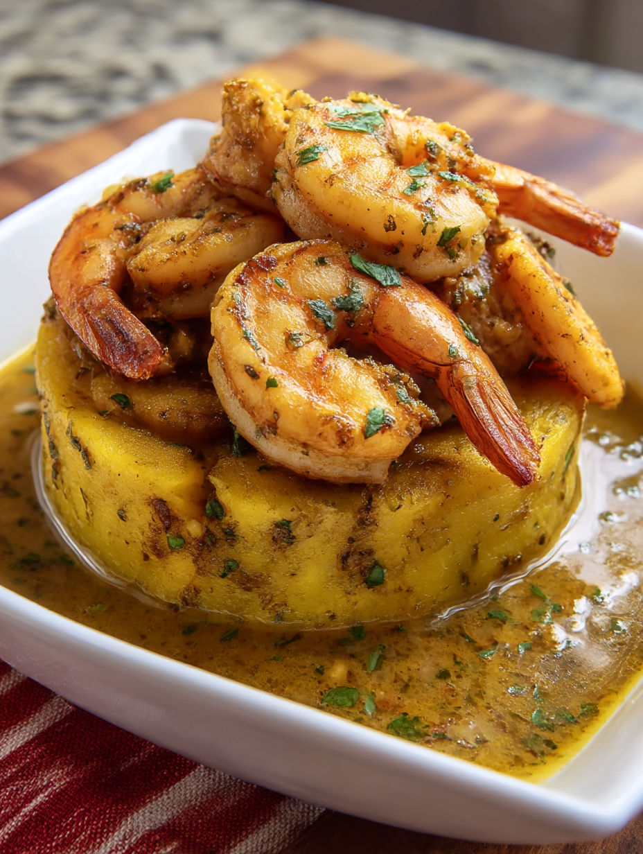 A plate of shrimp and sauce.