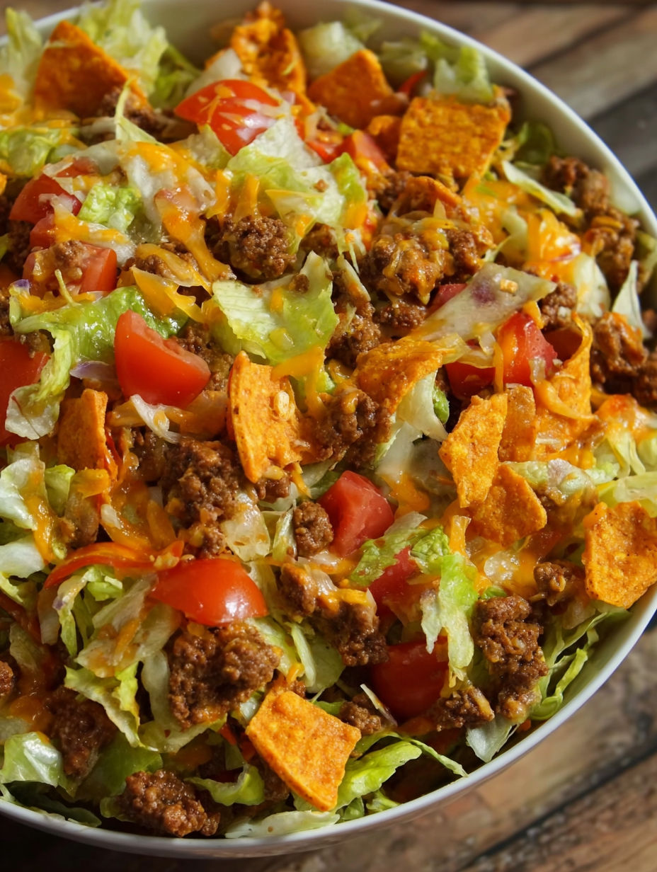 A bowl of Doritos Taco Salad.