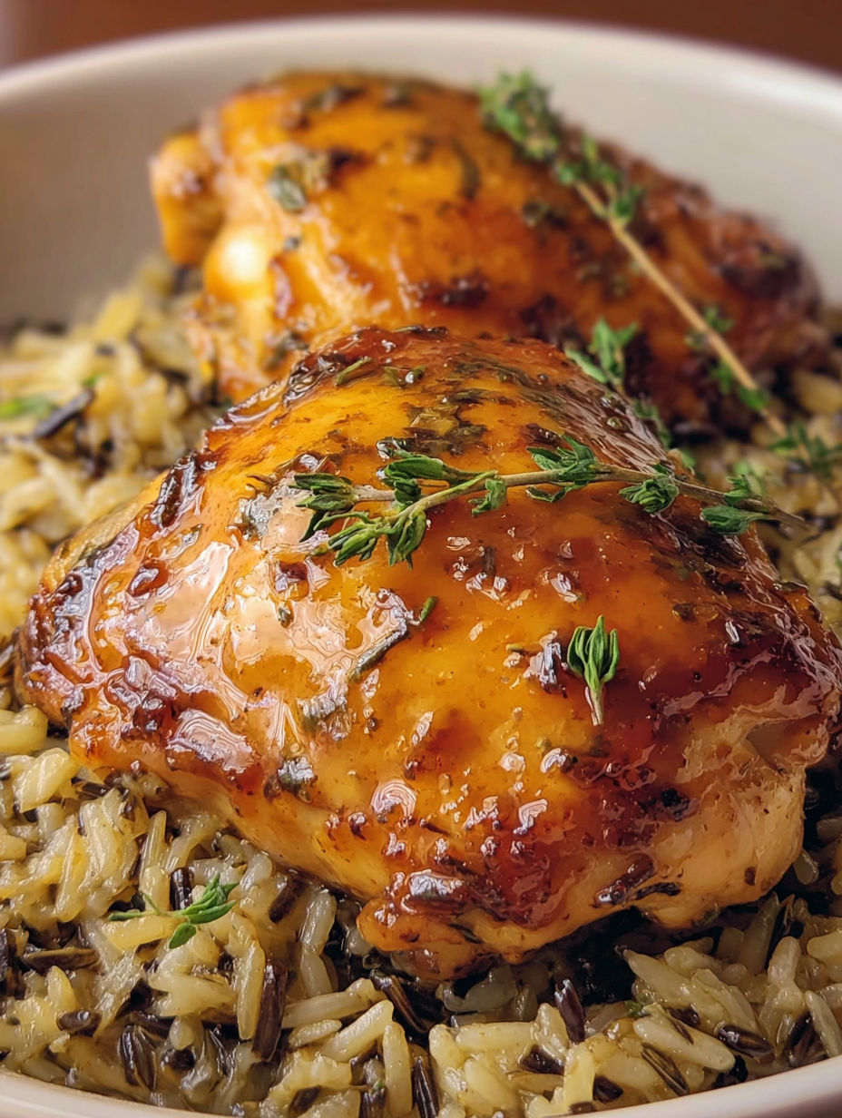 A piece of chicken with rice and herbs.