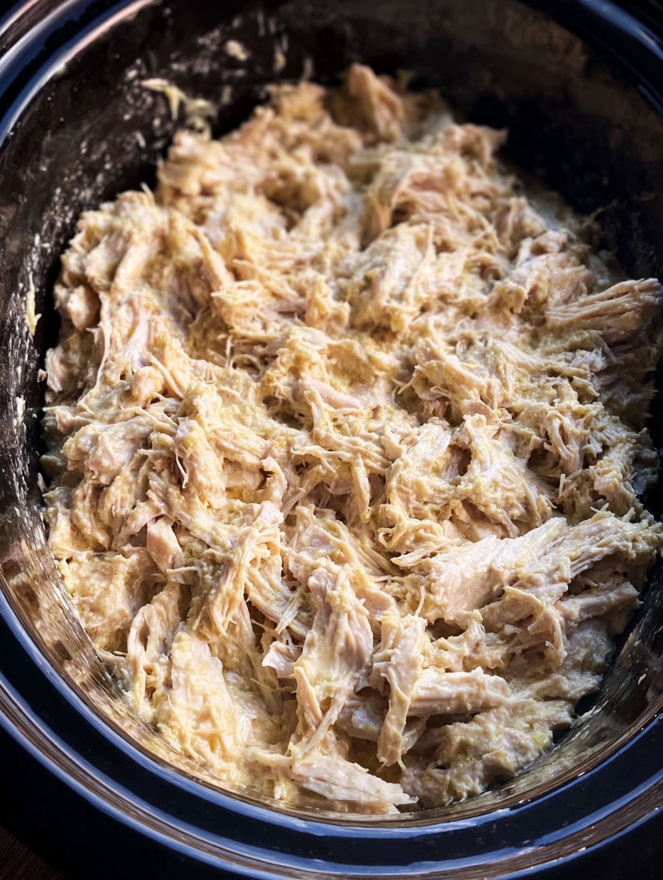 A bowl of shredded chicken.