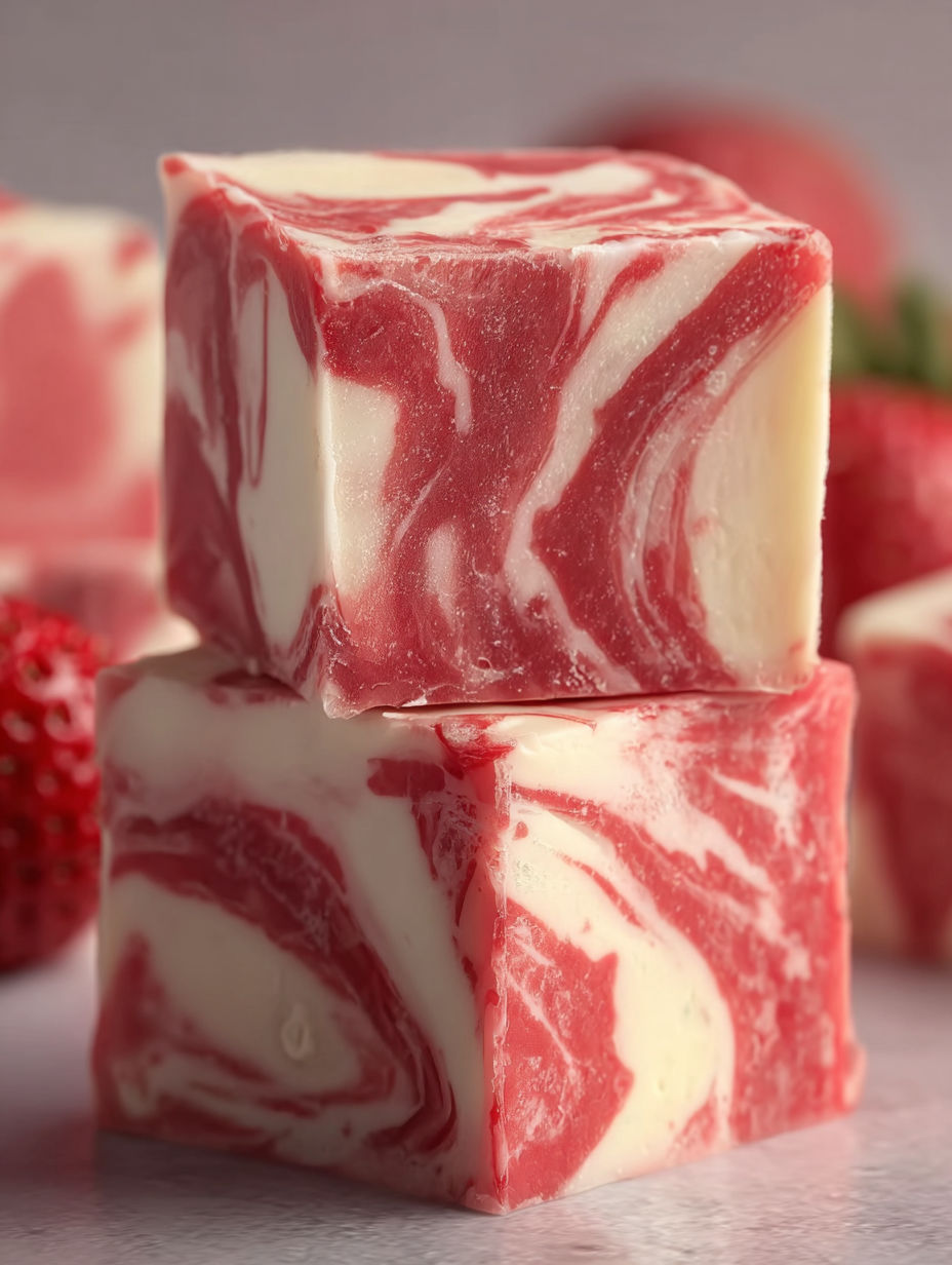 A stack of red and white fudge.