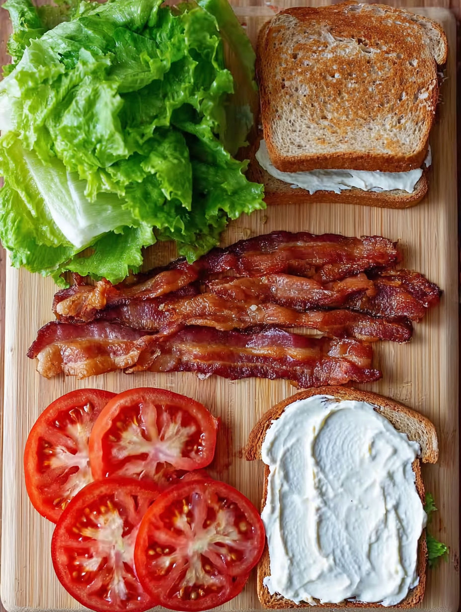 A BLT sandwich with garlic aioli.