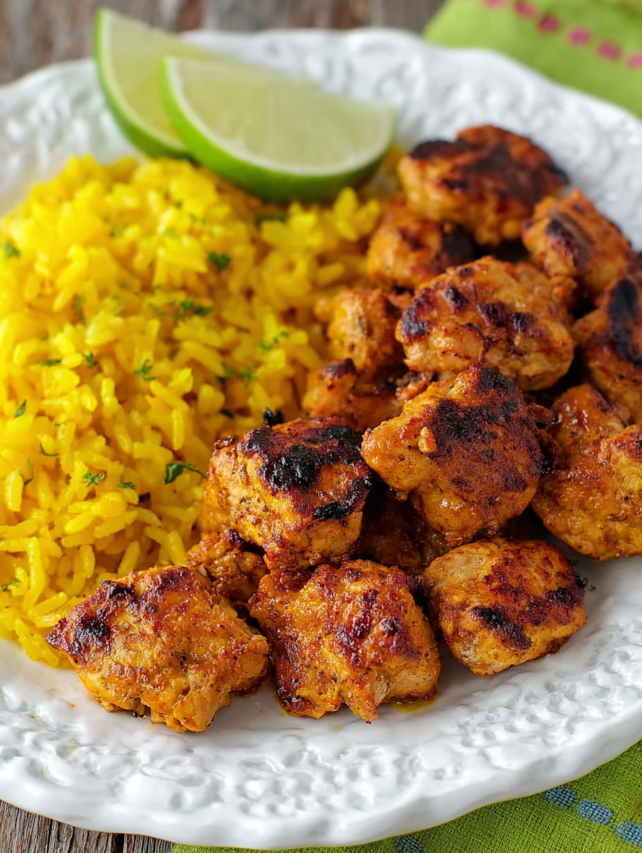 A plate of chili lime chicken bites.