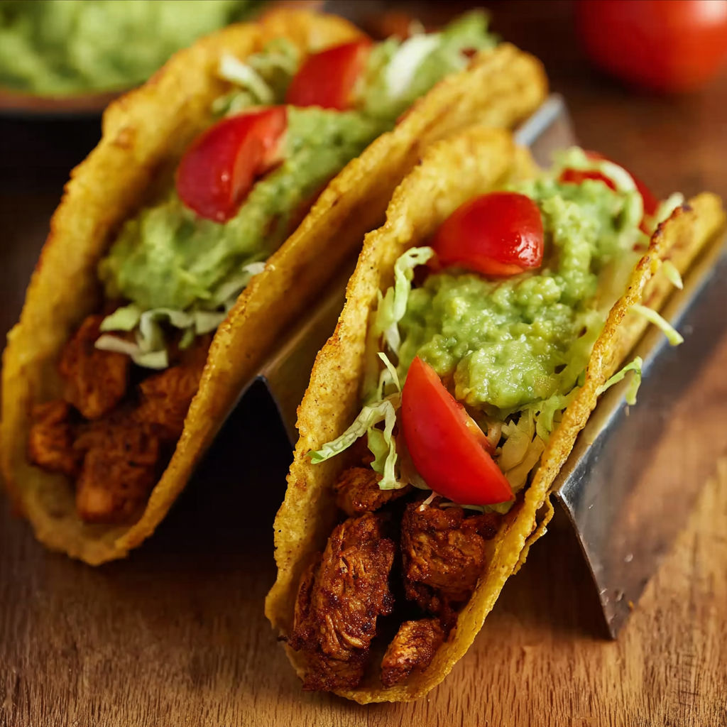 Two tacos with meat and lettuce.