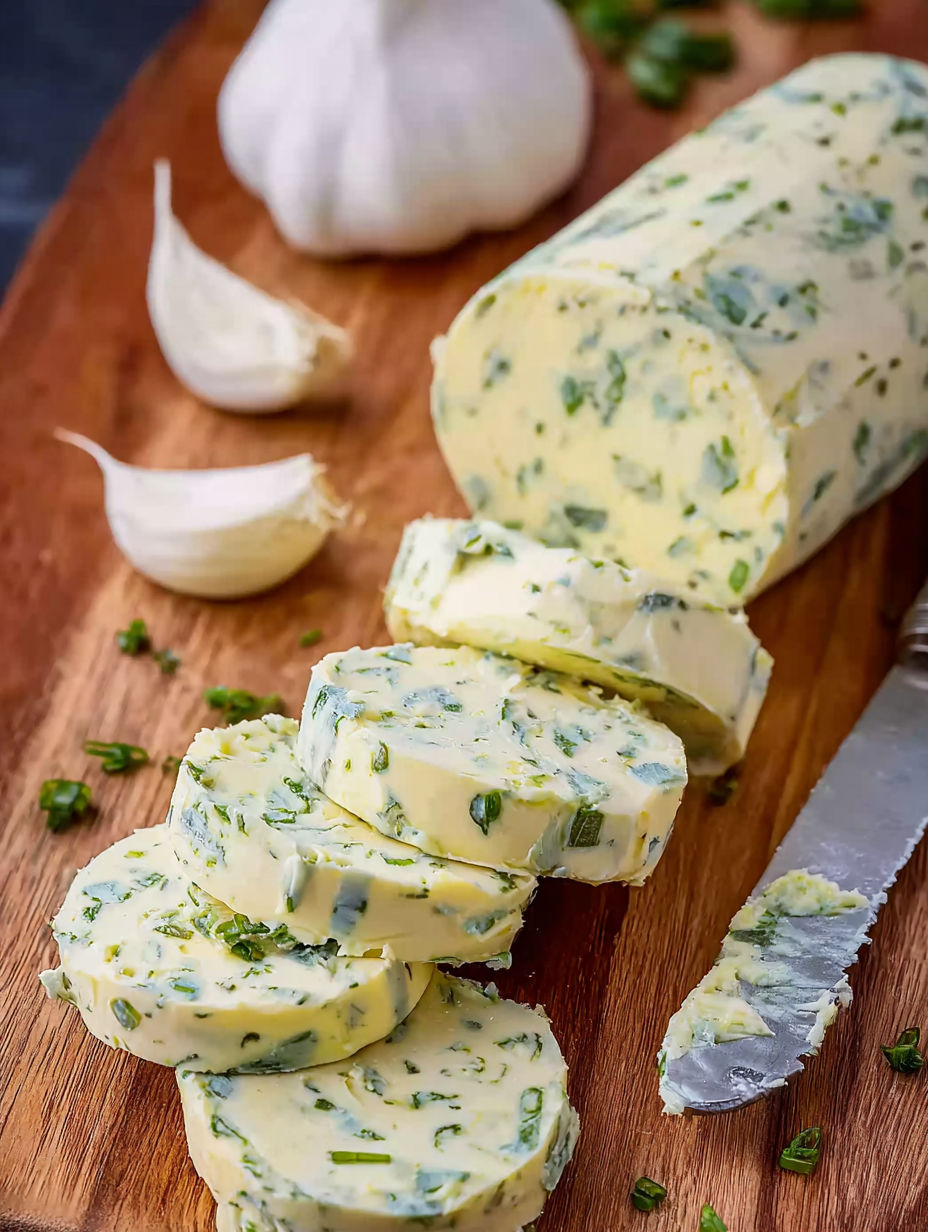 A block of garlic herb butter.