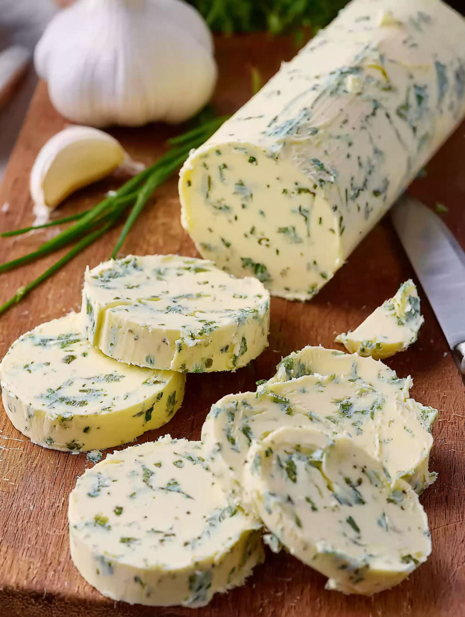 A block of garlic herb butter.