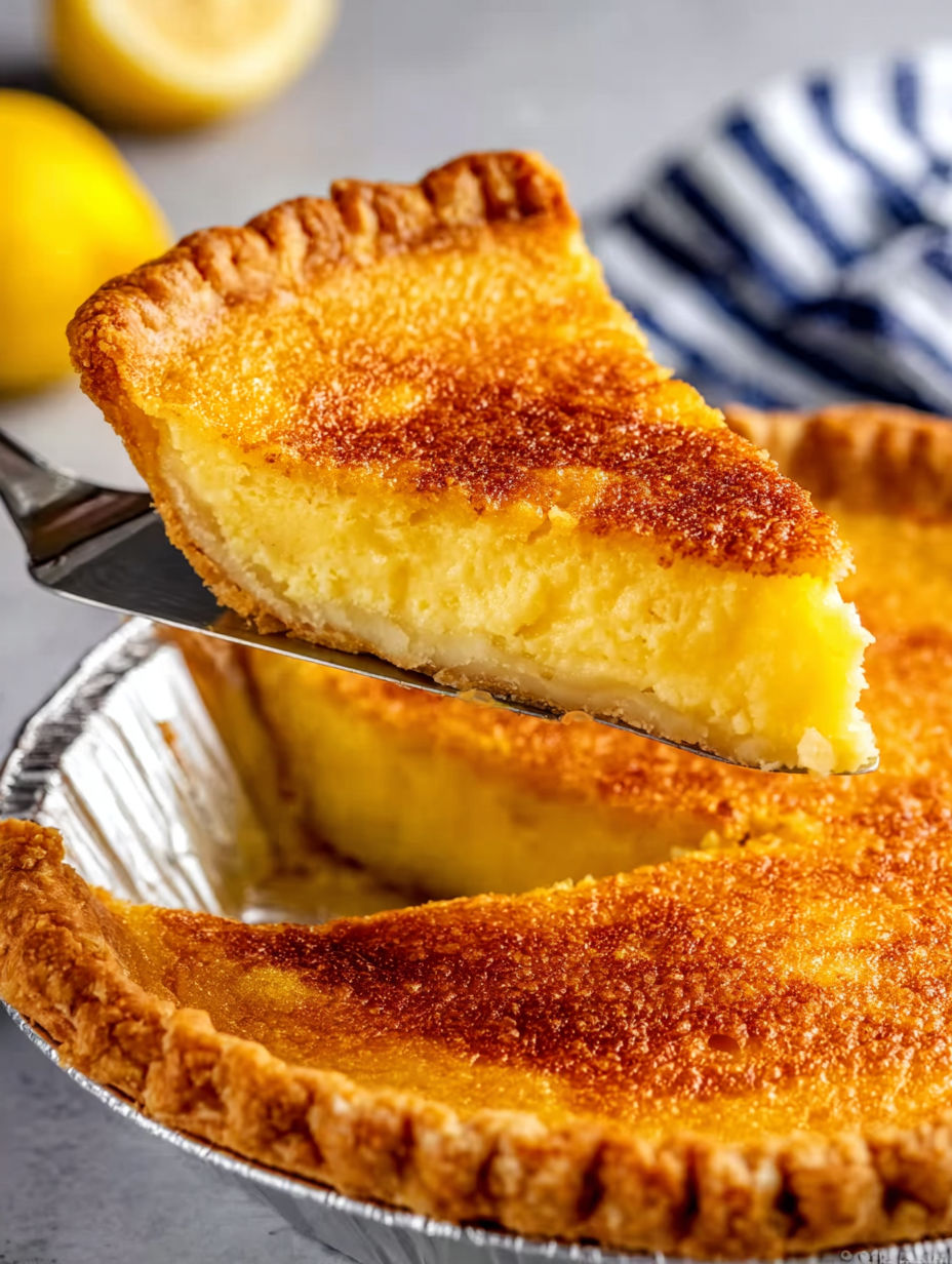 A slice of buttermilk pie.