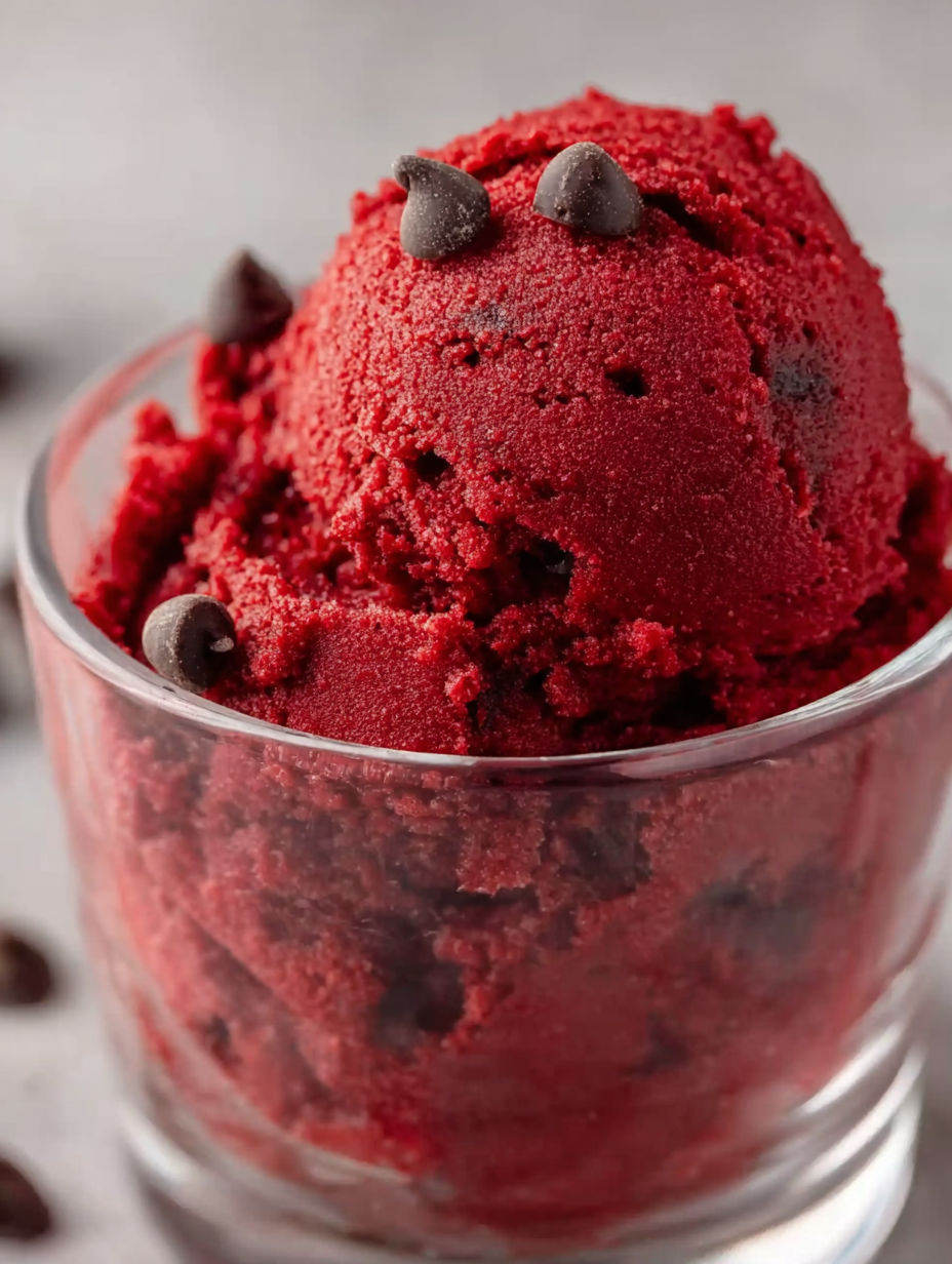 A red velvet ice cream dessert.