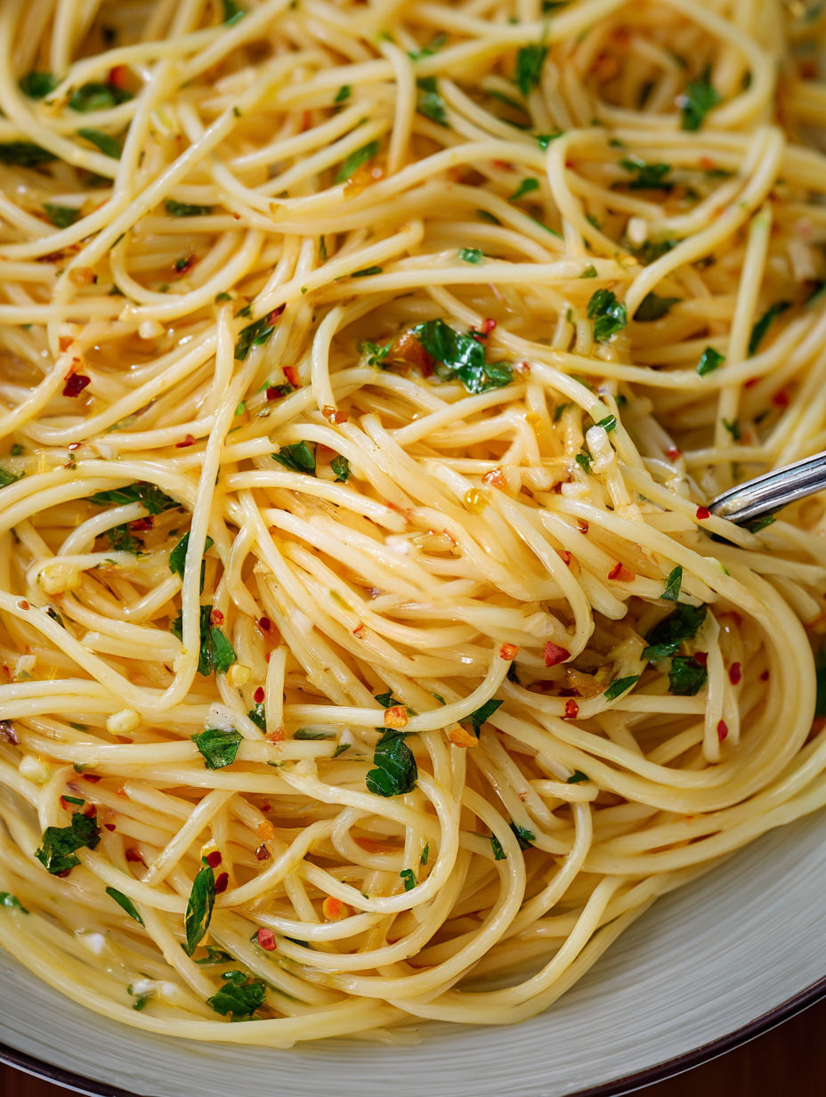 Spaghetti with garlic and oil.