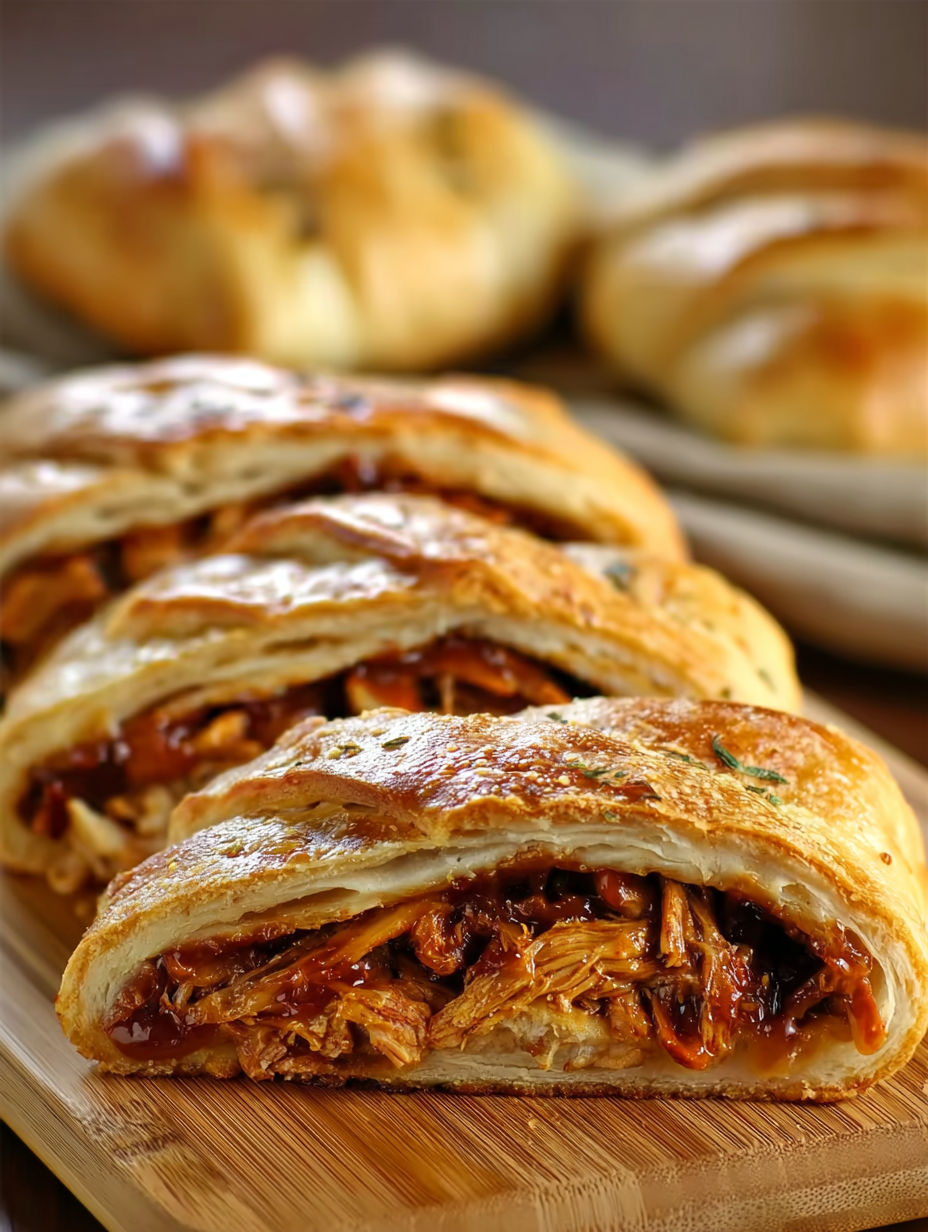 A delicious barbecue chicken pizza braid.