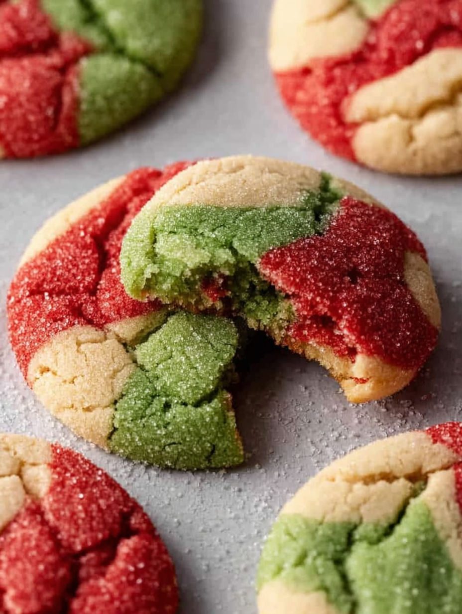 A close up of a marbled Christmas cookie.