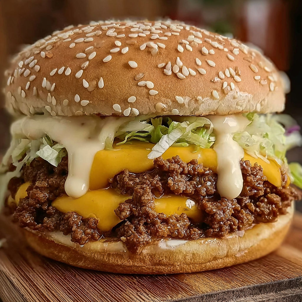 A sloppy joe sandwich with lettuce and cheese.