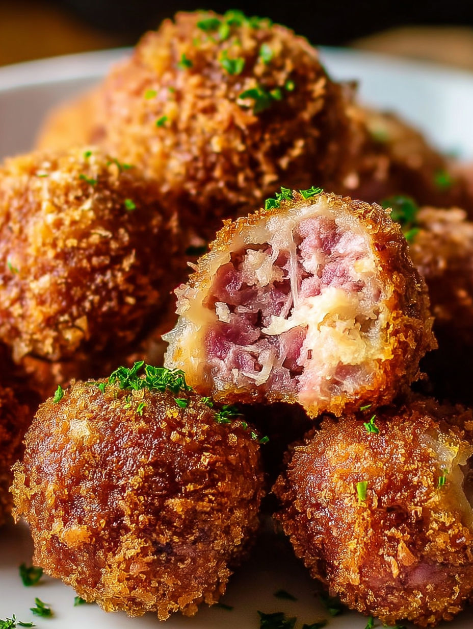 Crispy Reuben Corned Beef Balls.