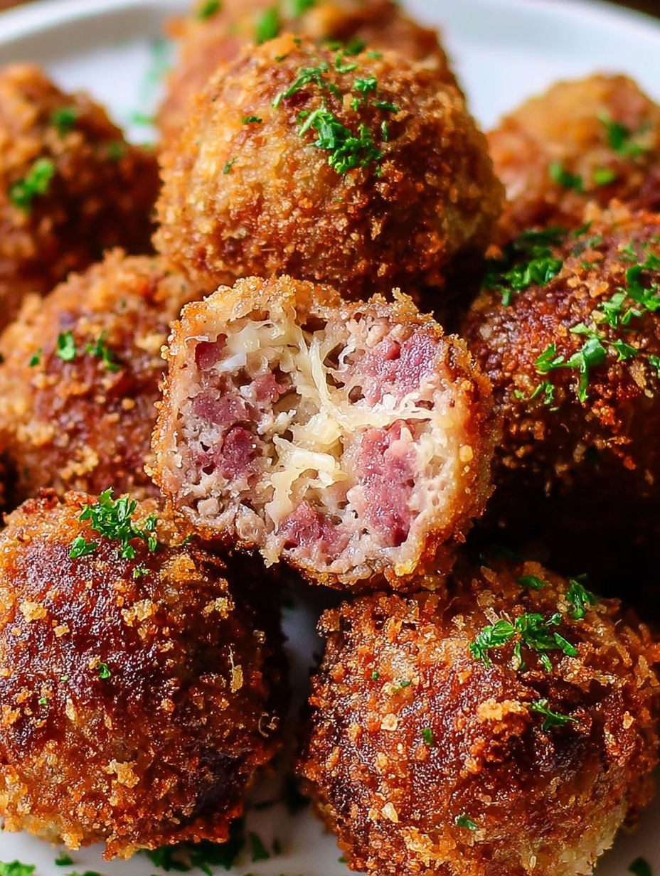 Crispy Reuben Corned Beef Balls.