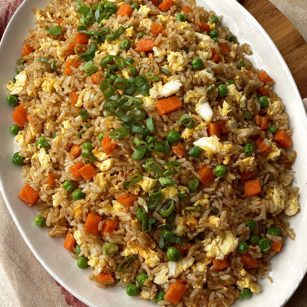 A plate of rice with vegetables on top.