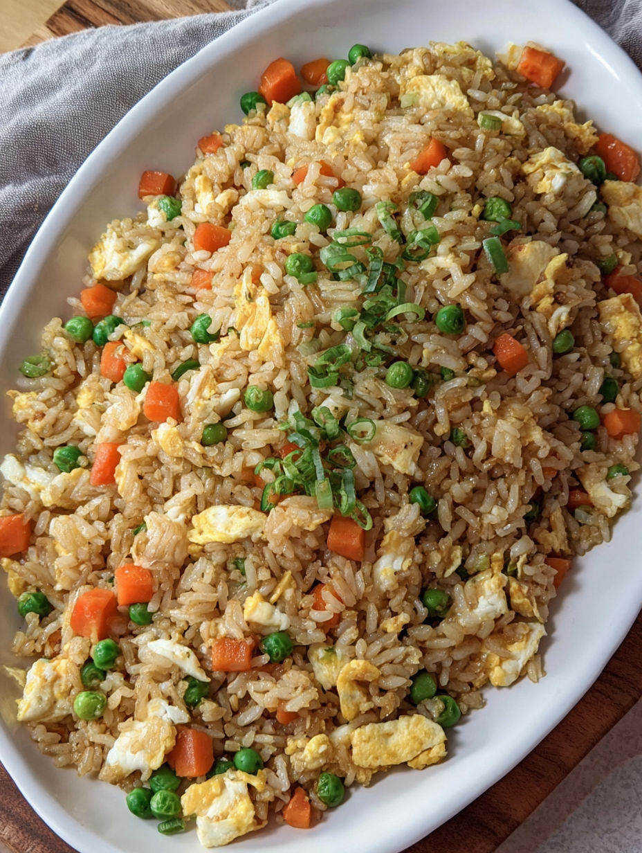 A plate of rice with vegetables and eggs.
