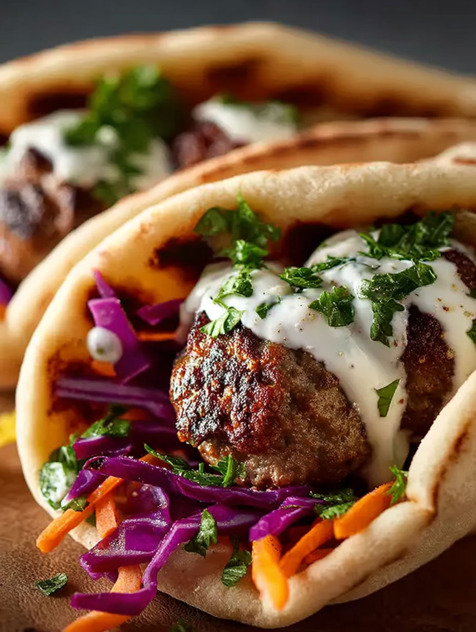 Lamb Koftas with Yogurt Dressing.