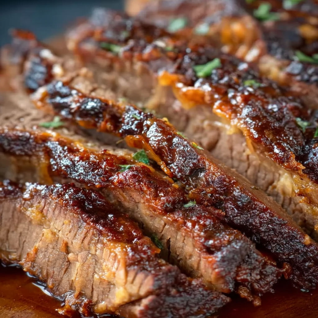 A close up of a piece of meat in a crock pot.