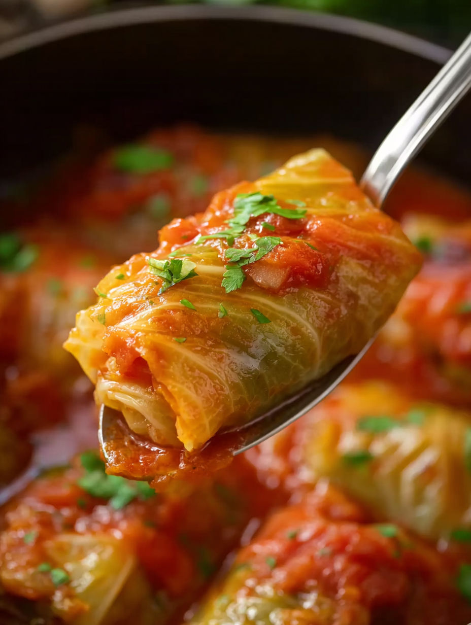 A fork is being used to pick up a piece of food from a crock pot.