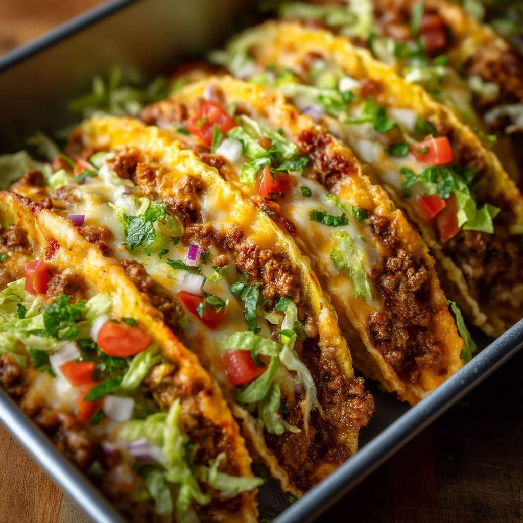 A box of oven-baked cheesy tacos.