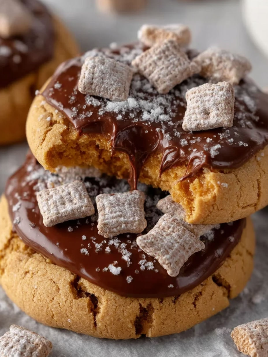 A chocolate covered cookie with crumbles on top.