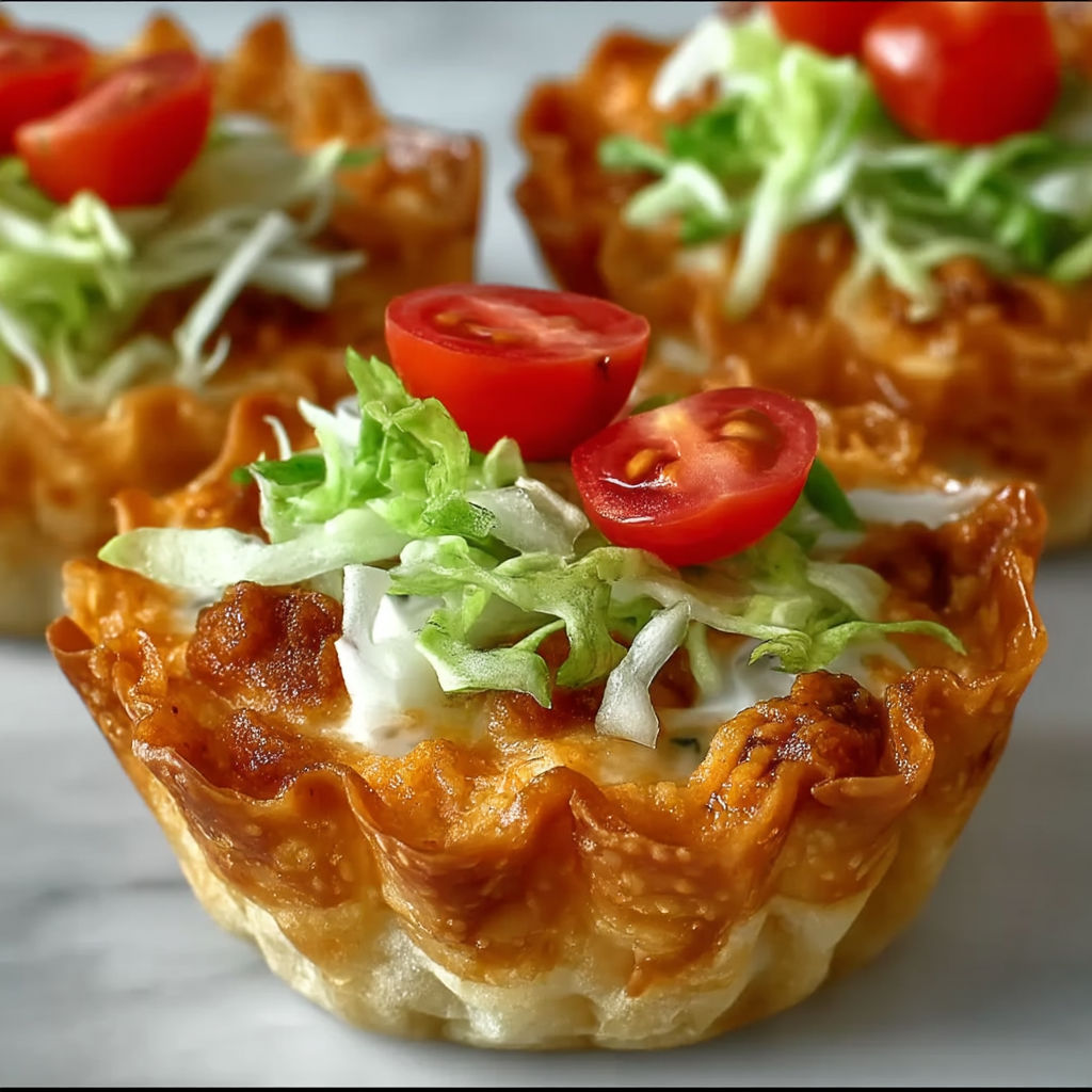 A close up of a taco dip bite with lettuce and tomato.
