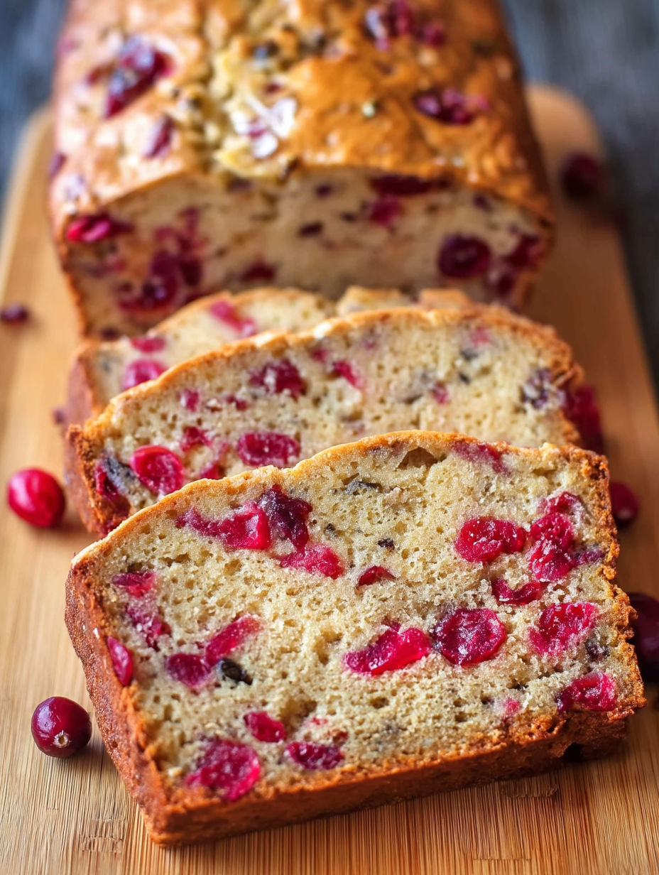 A slice of orange cranberry bread.