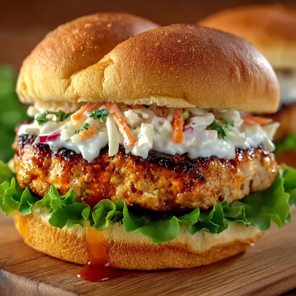 A buffalo chicken burger with lettuce and carrots.
