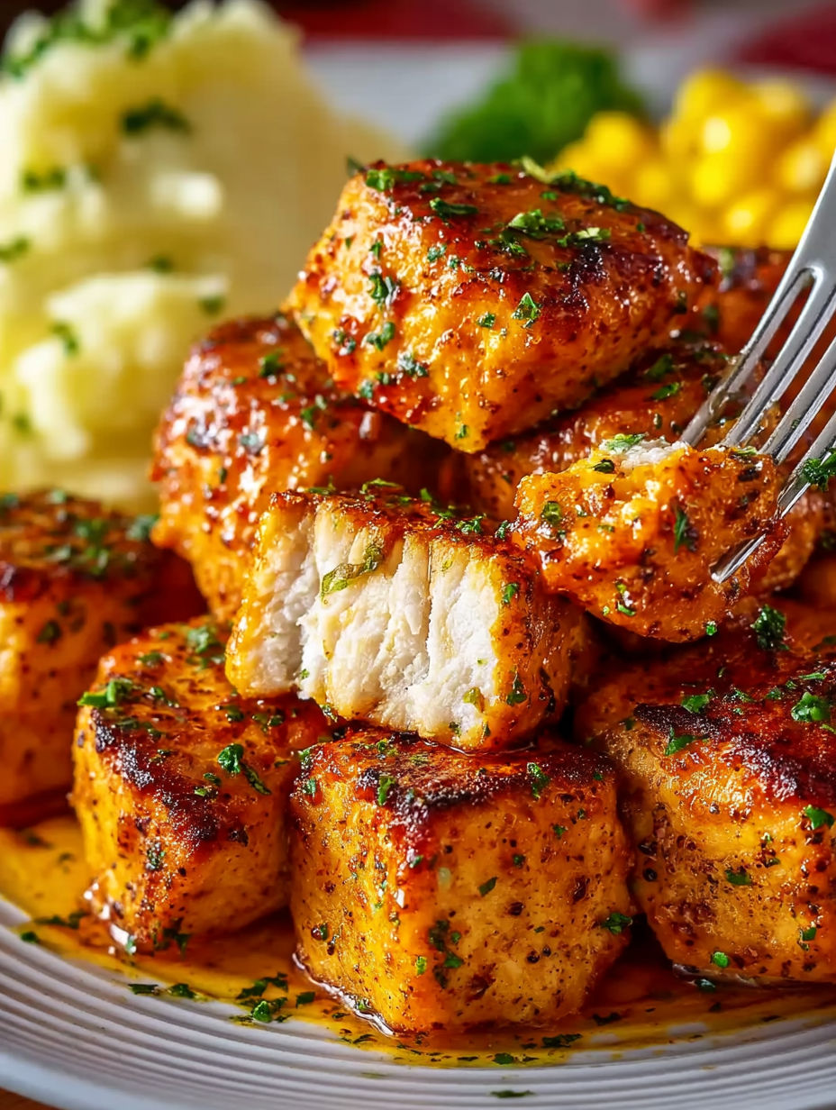 Air fryer pork chop bites.