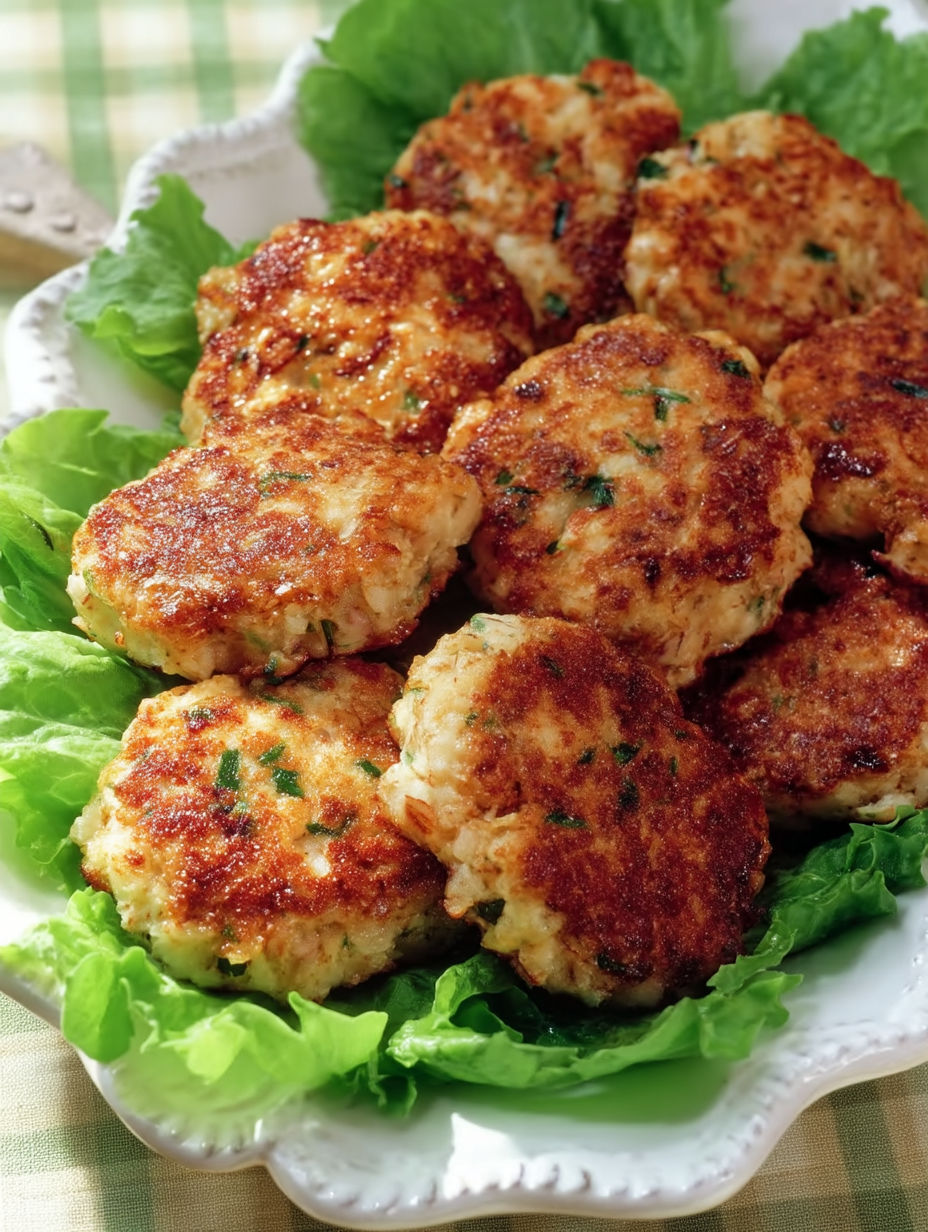 A plate of herb and cheese chicken fritters.