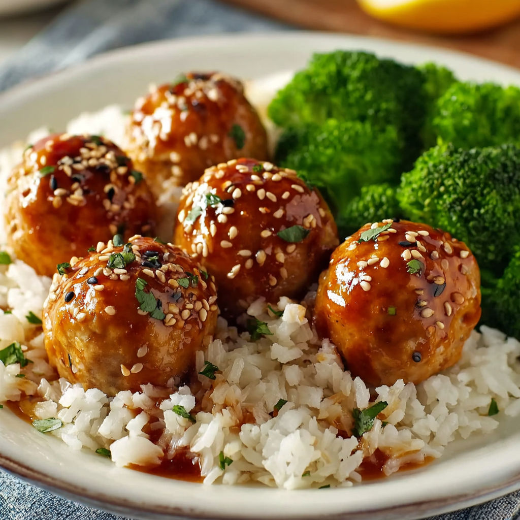 A plate of pineapple teriyaki meatballs.