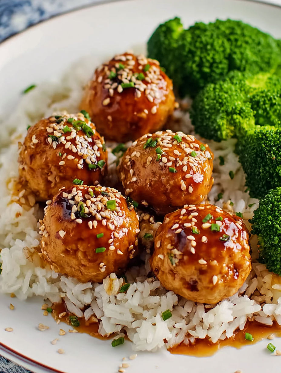 A plate of pineapple teriyaki meatballs.