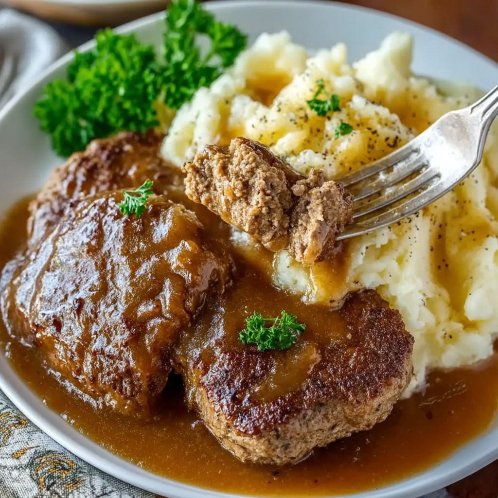A plate of food with meat and potatoes.
